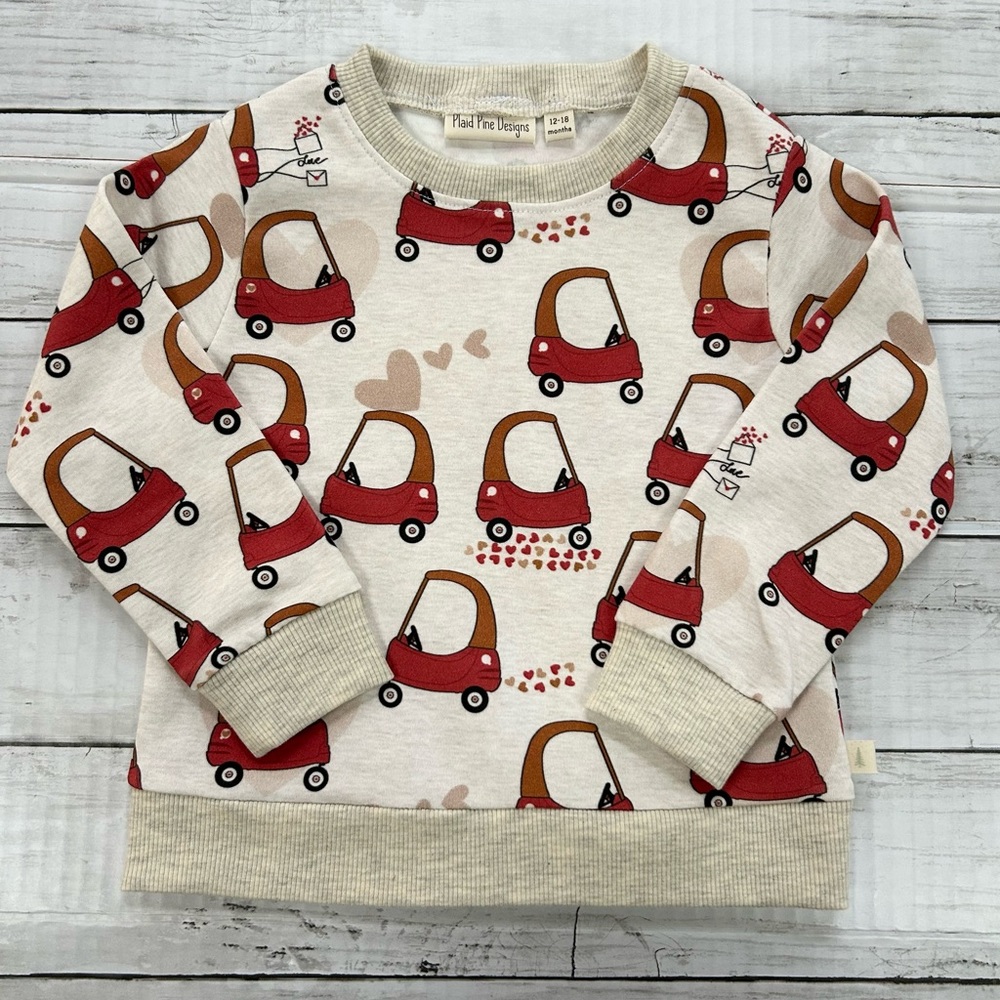 Kids Valentines Cozy Coupe Print Sweatshirt